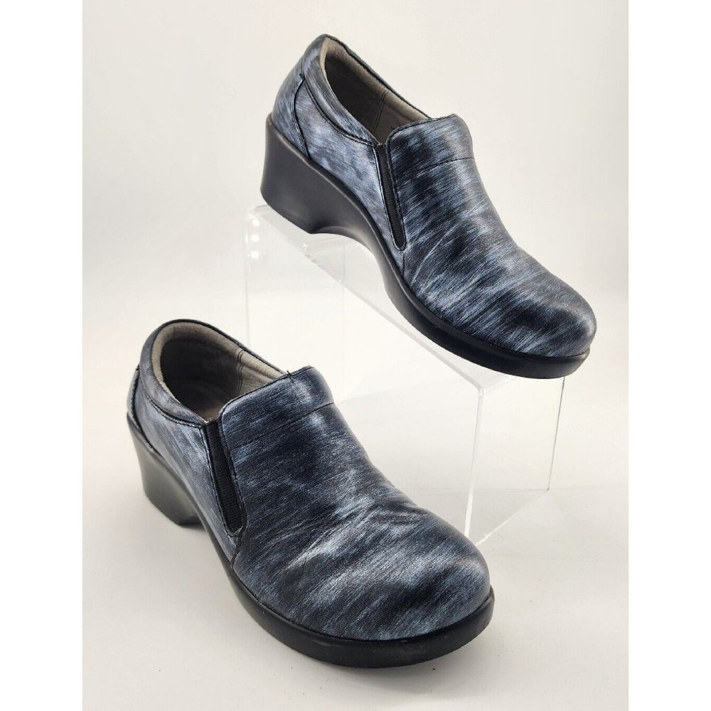 Alegria Eryn ERY-827 Leather Round Toe Clog Shoes Blue Metallic Size EUR 39 US 9